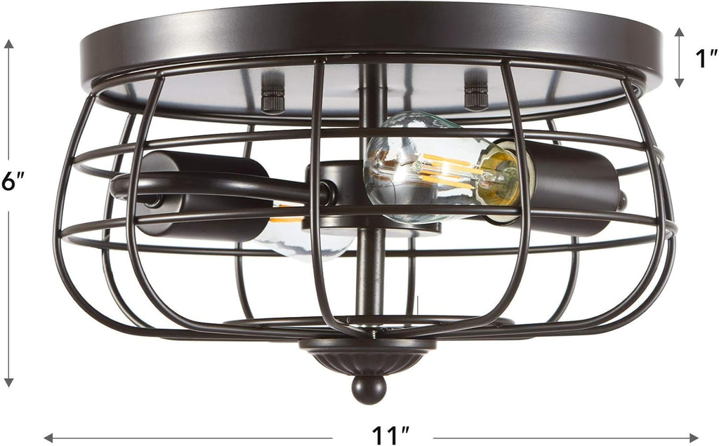 2-Light Industrial Flush Mount Ceiling Light Fixture M38910