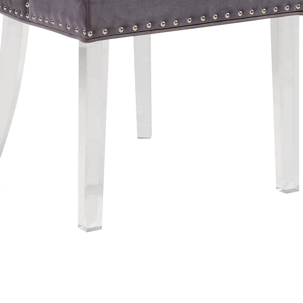 Velvet Button Tufted Dining Chair with Acrylic Legs T1756