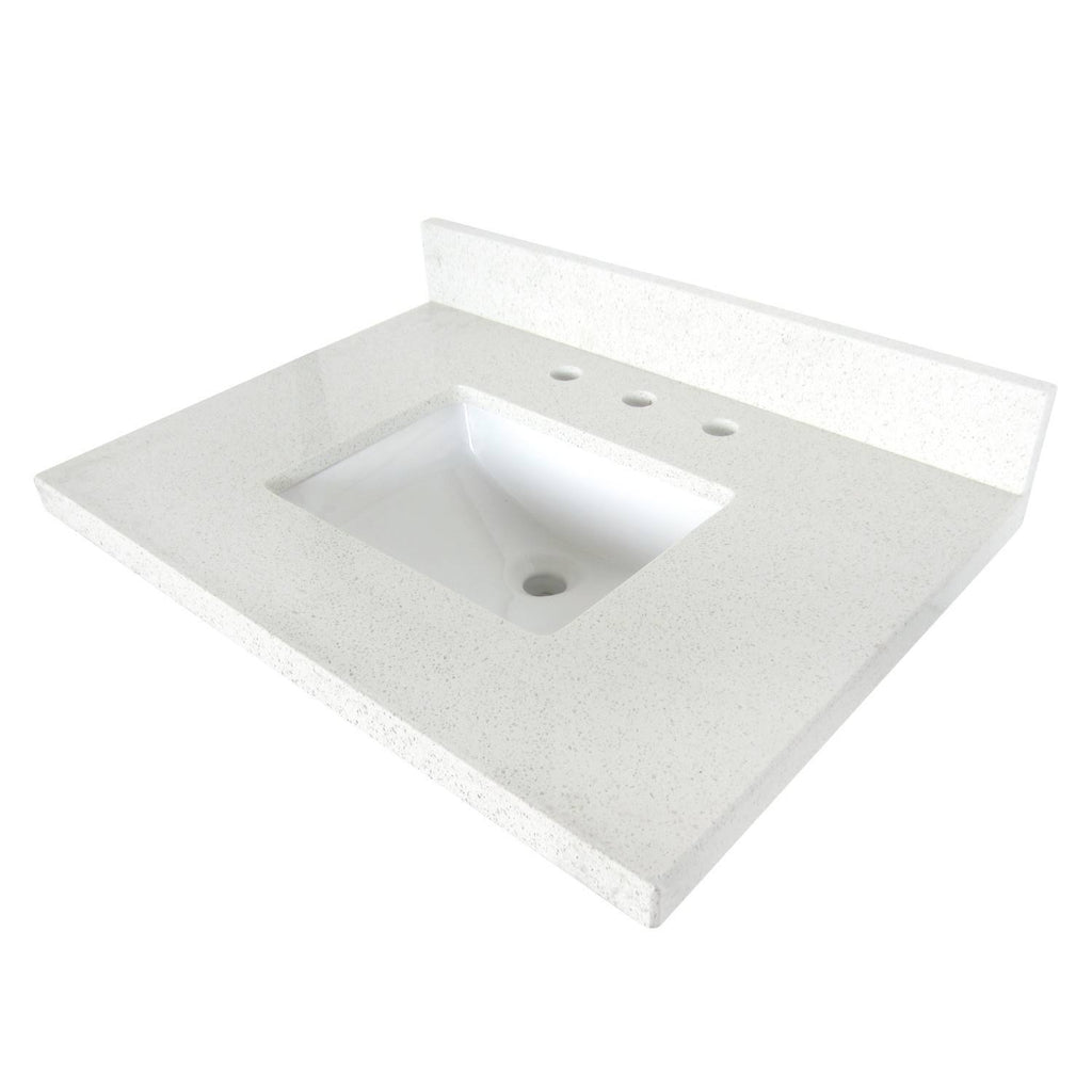 White Quartz Vanity Top with Square Undermount Sink S609890