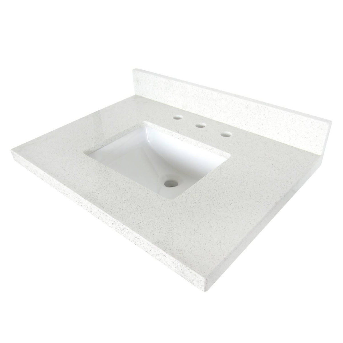 White Quartz Vanity Top with Square Undermount Sink S609890