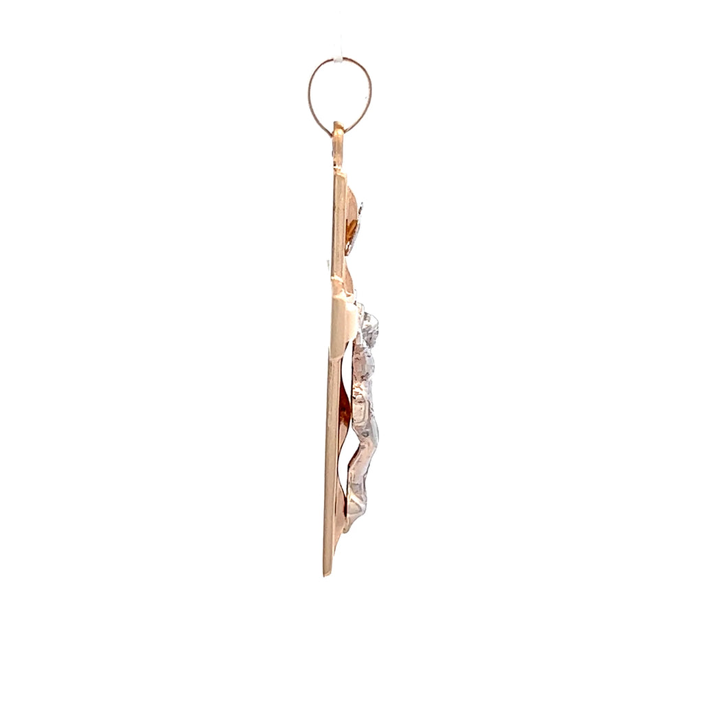 14 KT Two Tone Gold Crucifix M945