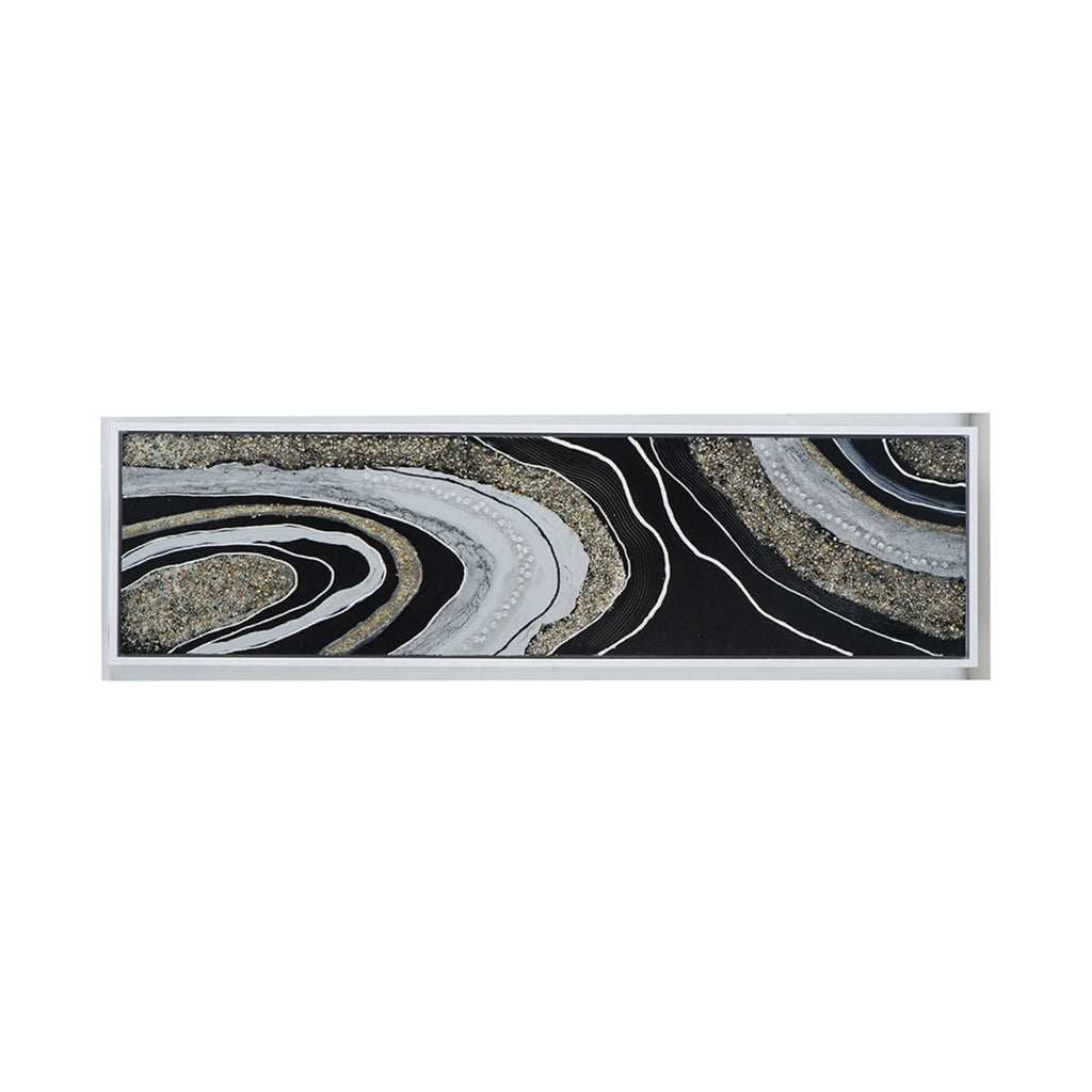 Rectangular Framed Oil Painting with Stone F425116