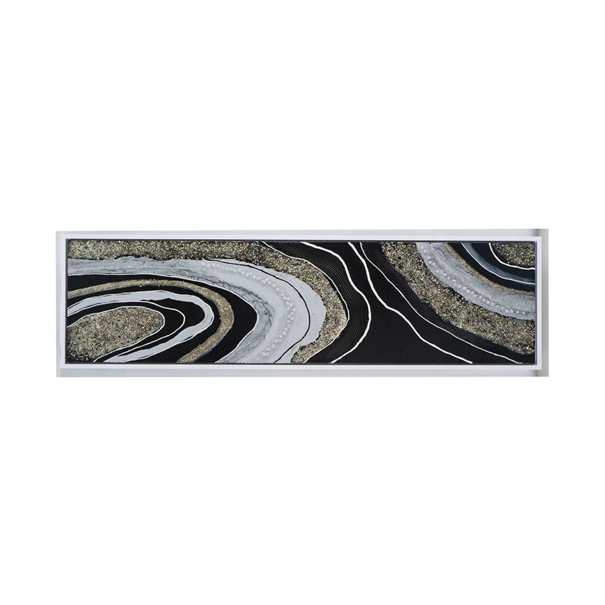 Rectangular Framed Oil Painting with Stone F425116
