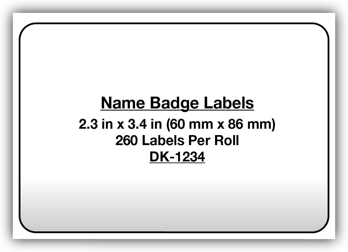 Die-Cut Adhesive Name Badge White Paper Labels, 260 Labels per Roll, Pack of 2 B21680