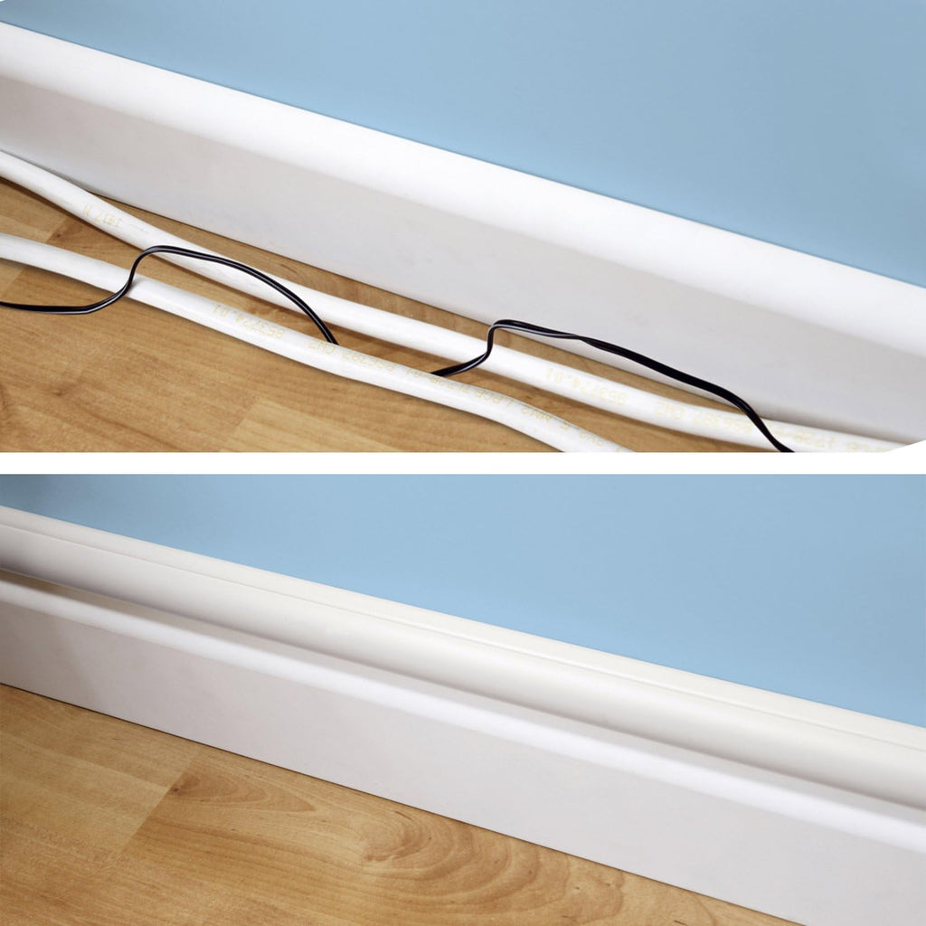 White Cord Cover Kit, Half Round Cable Raceway, Self-Adhesive Cord Hider, 40' Pack of 2 Z99814