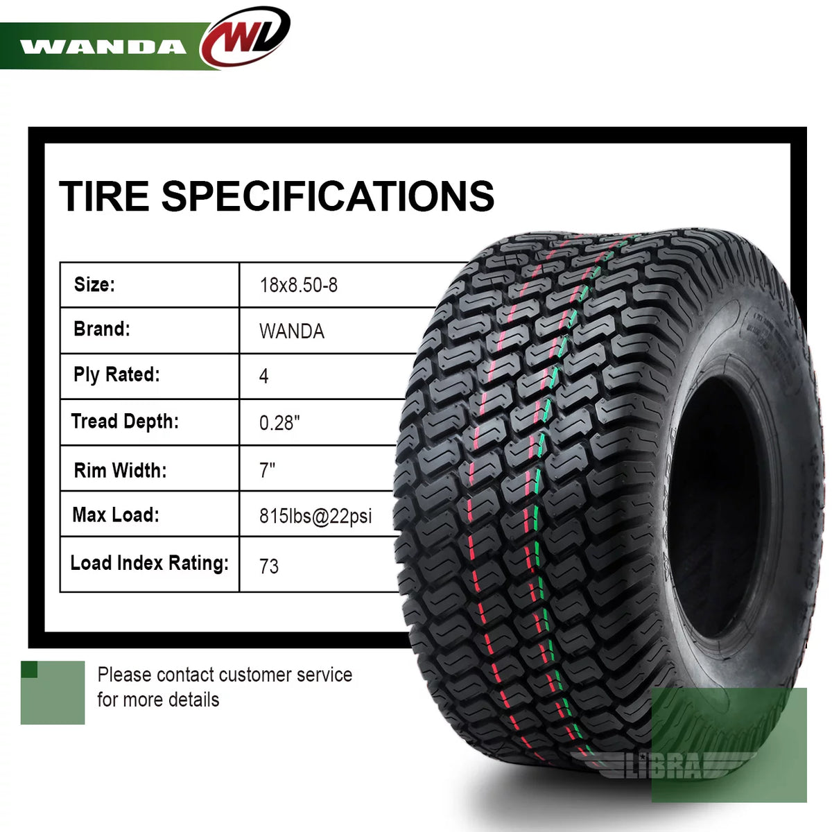 2 New 18x8.50-8 Lawn Mower Turf Tires D48404