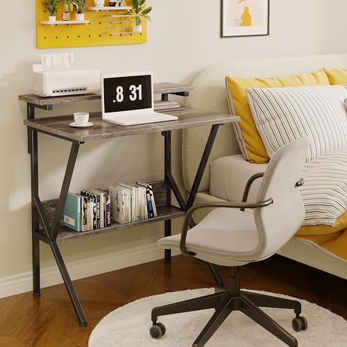 Small Desk with Adjustable Monitor Stand, Grey C77979