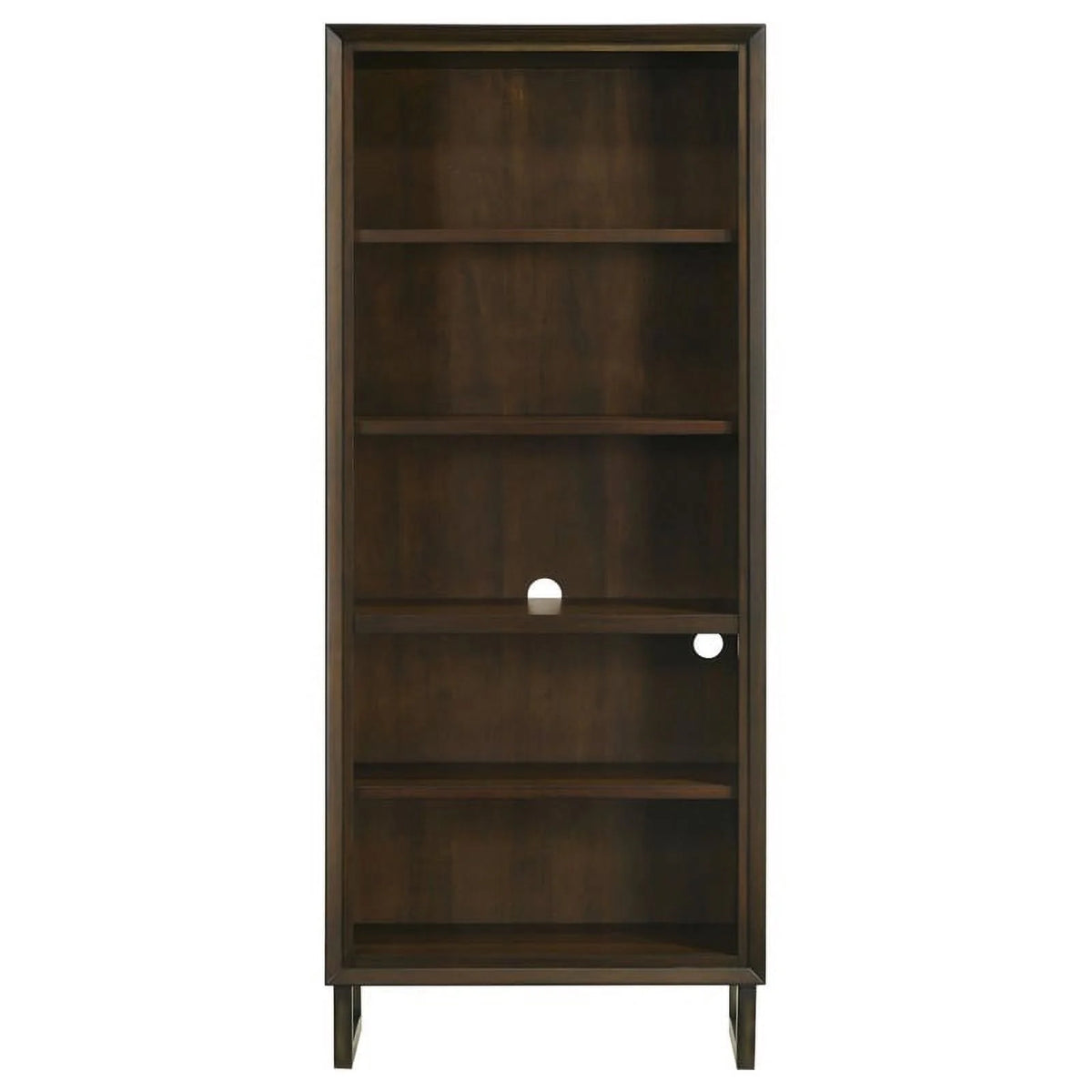 4-shelf Wood Bookcase Dark Walnut and Gunmetal Q927848