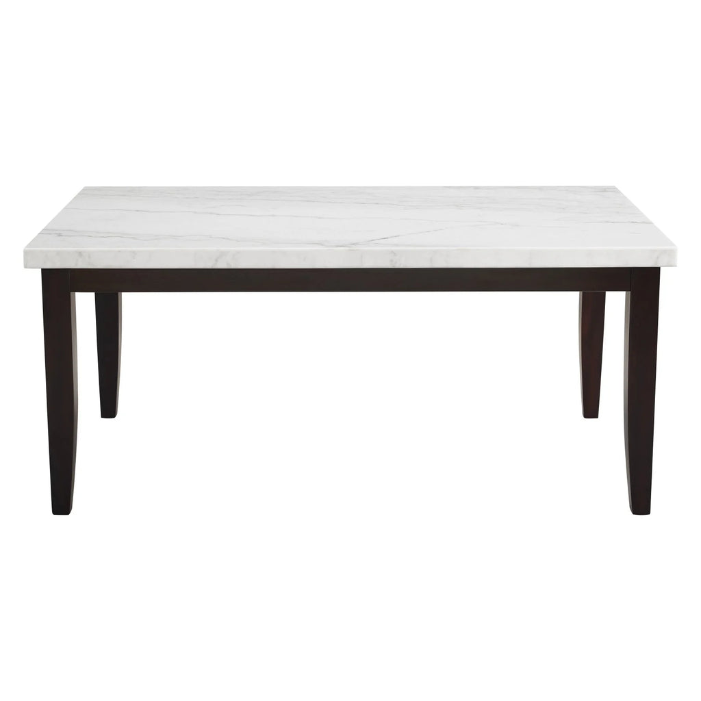 Rectangular Dark Cherry and White Marble Top Dining Table Z508