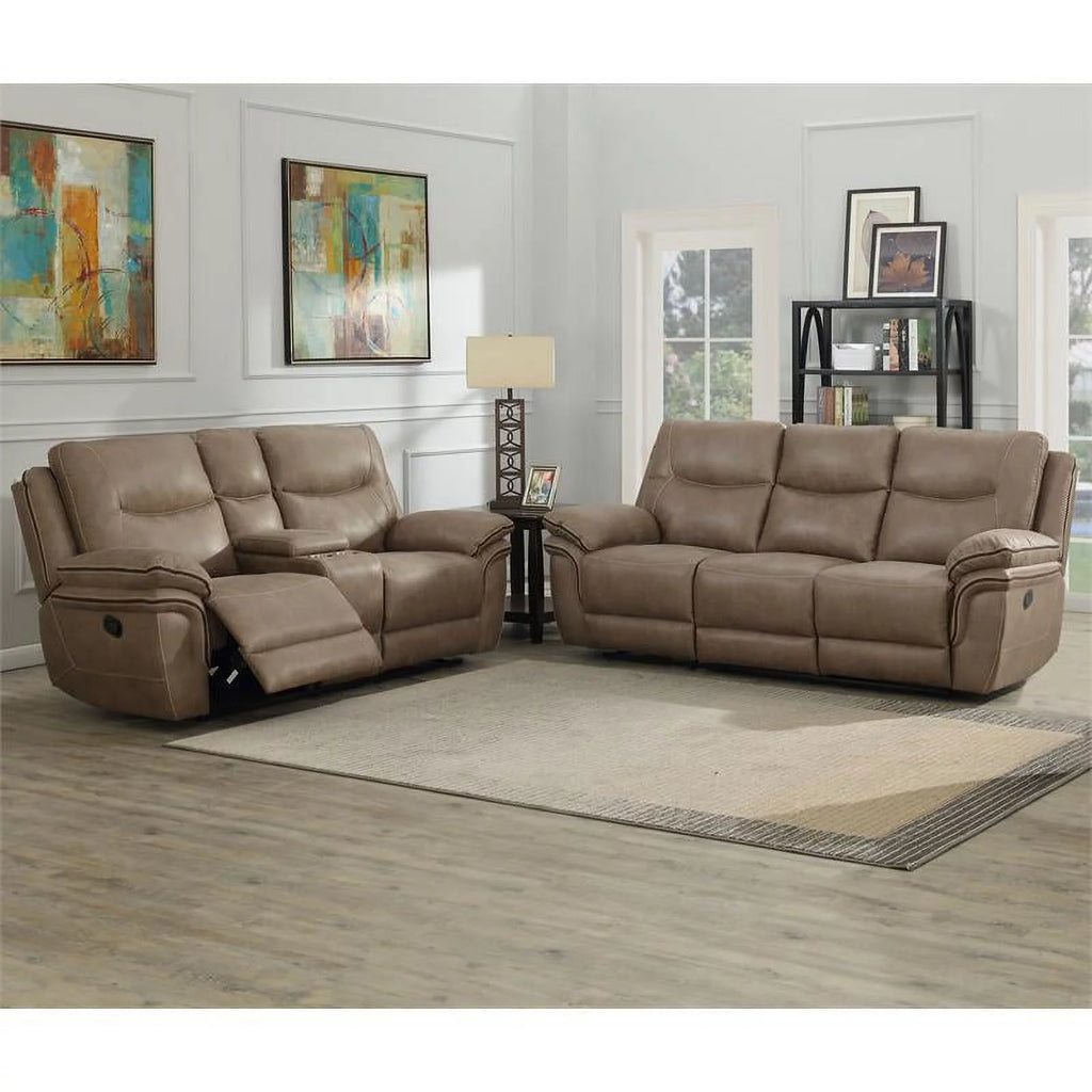 Sand Sofa and Loveseat Recliner 2-Piece Set C45814