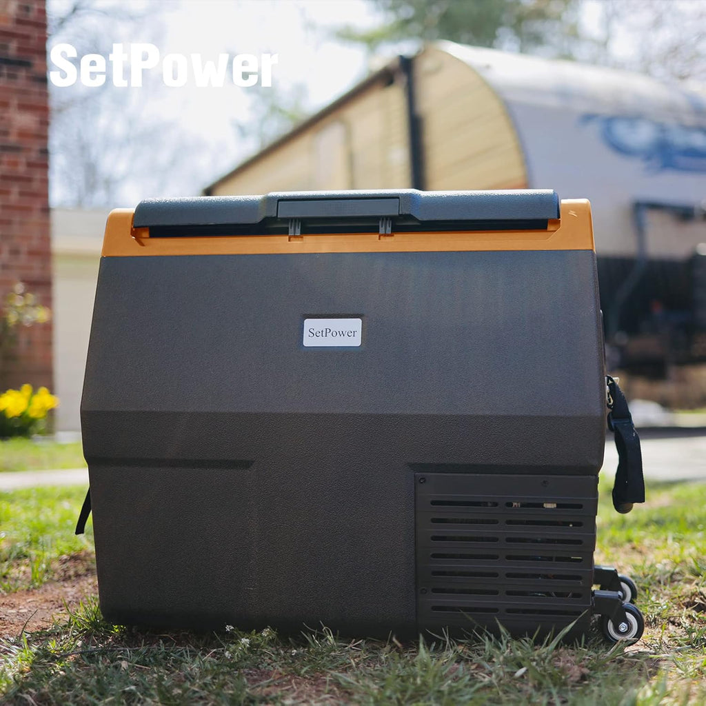 Portable Fridge Freezer, 12 Volt Refrigerator, Electric Cooler with Wheels F736