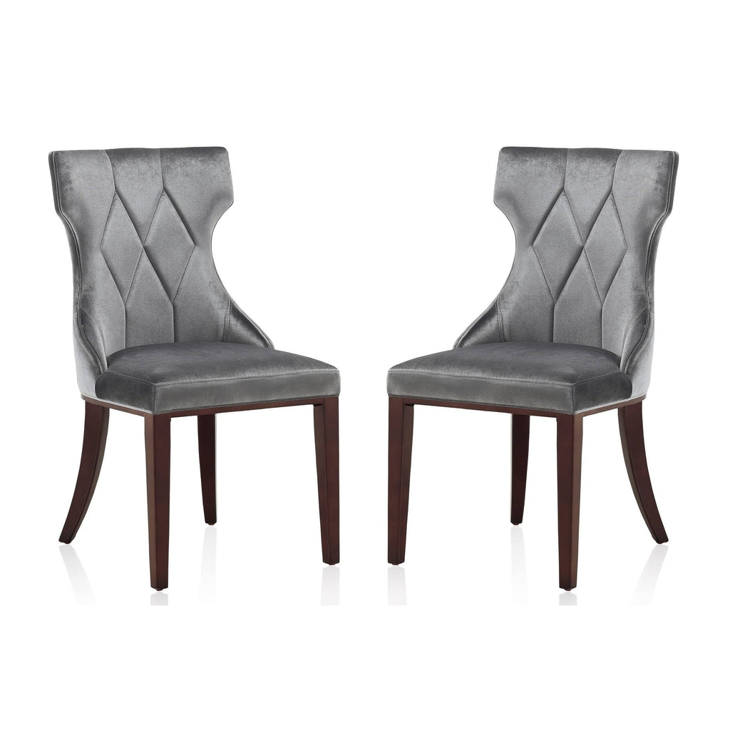 Velvet Dining Chair Set of 2 Grey L157553