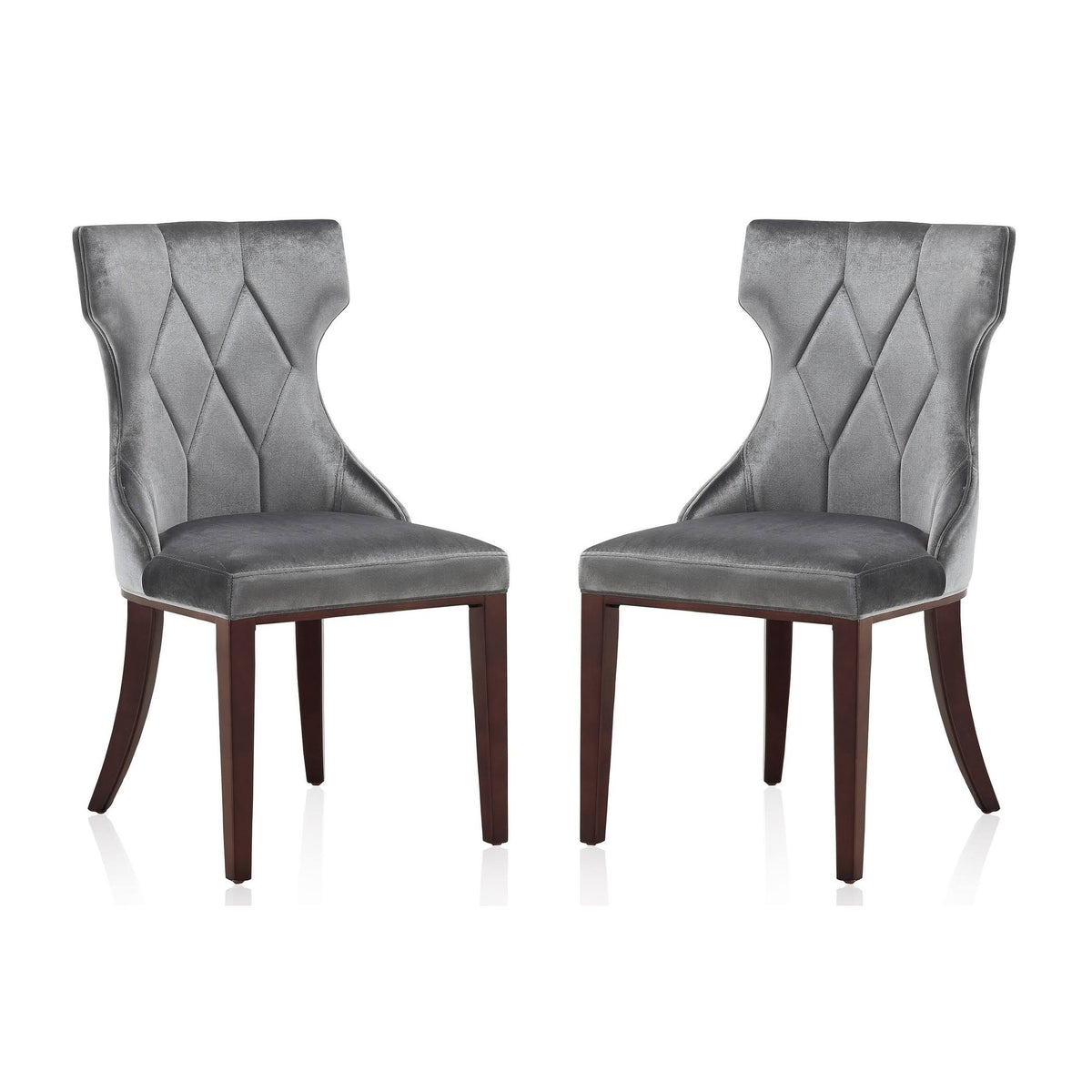 Velvet Dining Chair Set of 2 Grey L157553