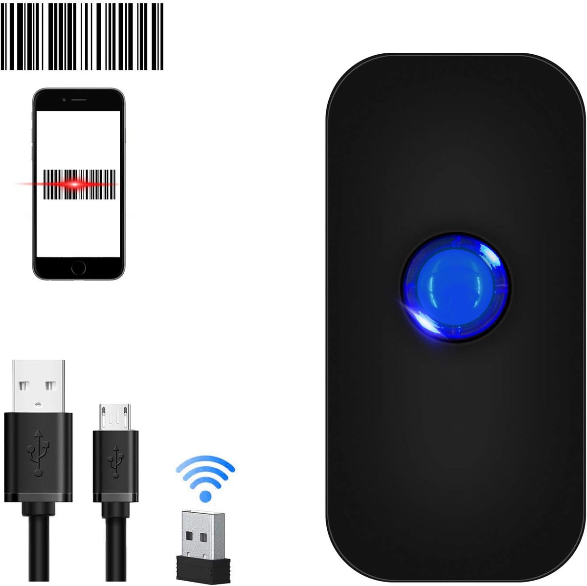 2D QR Barcode Scanner, Omnidirectional Hands-Free USB Automatic Barcode Reader, Pack of 2 S4861