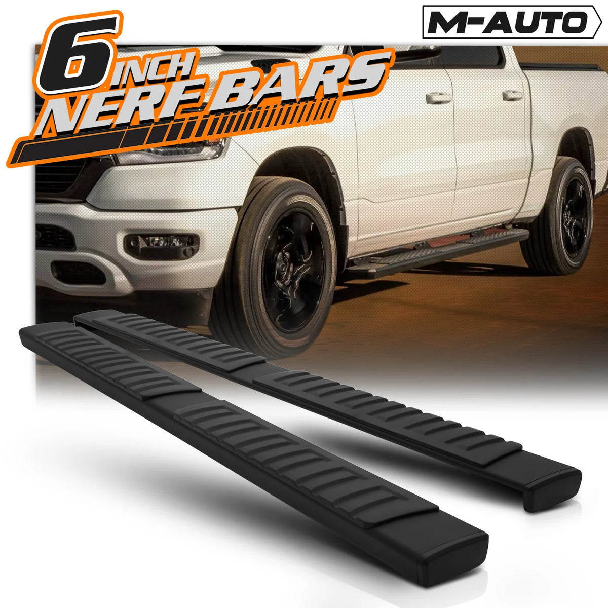 Black 6" Side Step Running Boards A129251