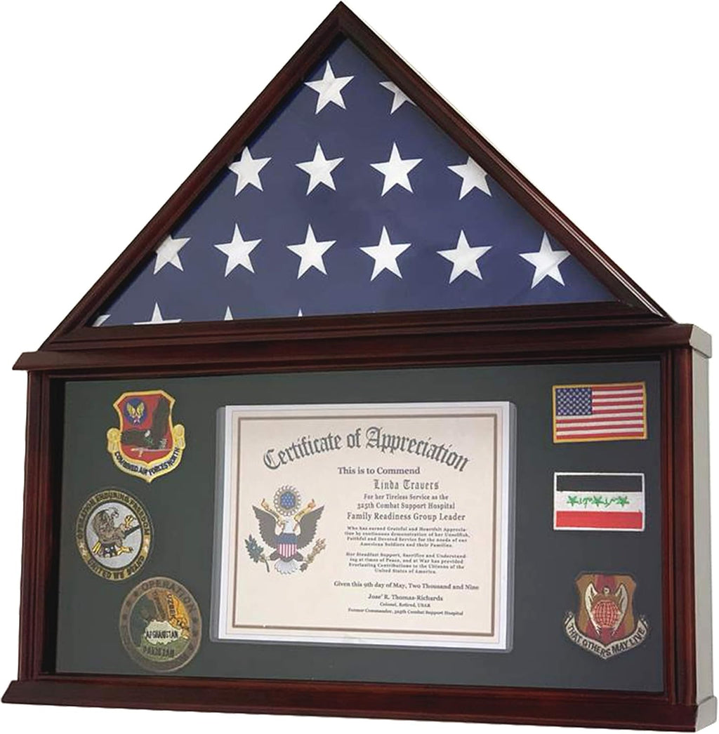 Large Solid Wood Flag Display Case G970