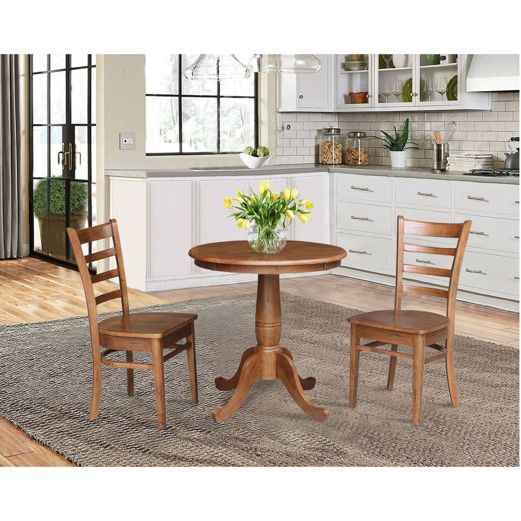 Distressed Oak 3 Piece Pedestal Table Set F475