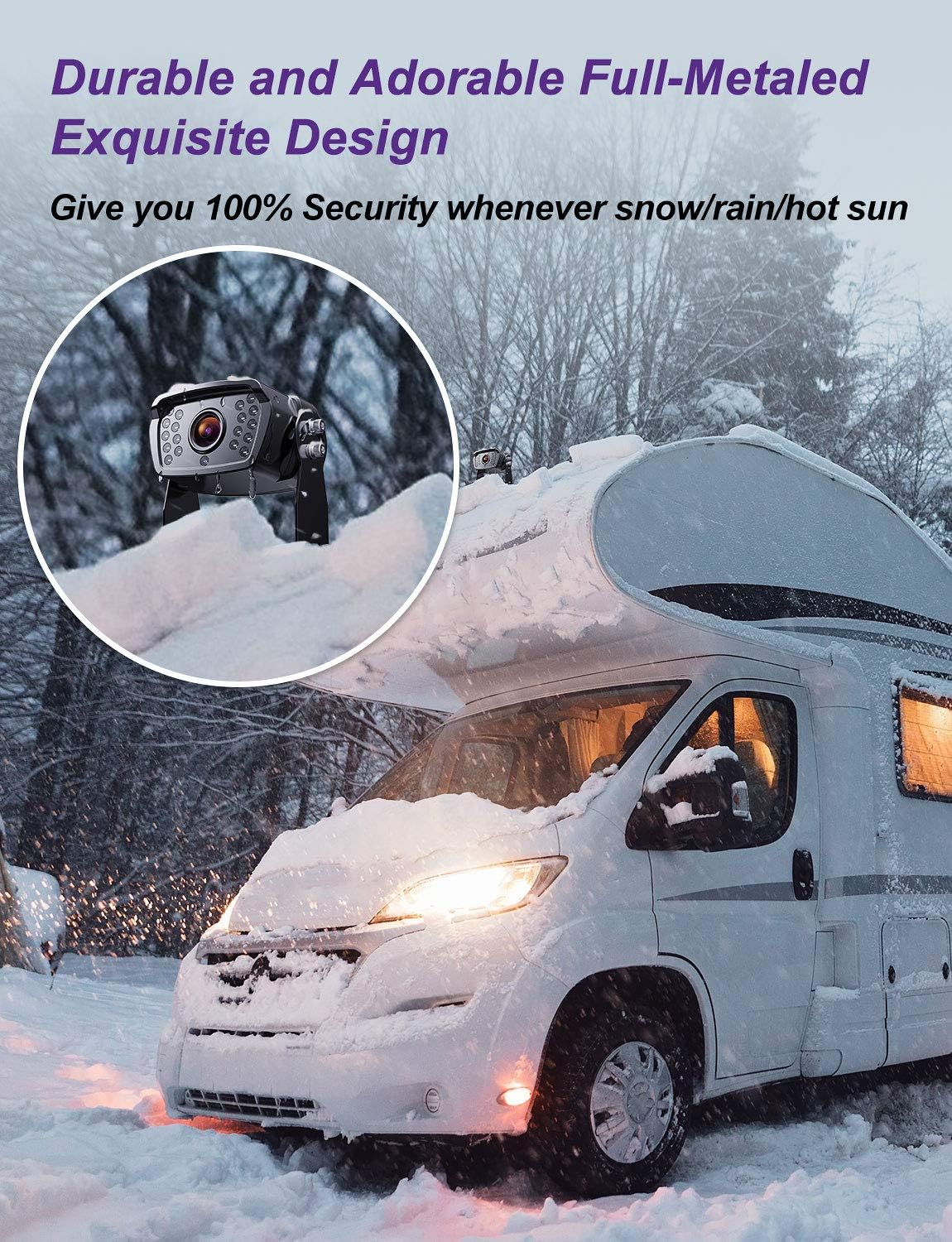 Backup Camera with Monitor Dual Camera System Kit with DVR IP69 Waterproof Wired Camera V265