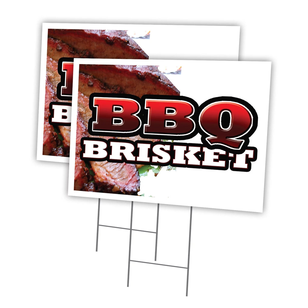 BBQ BRISKET 2 Pack Of 12" x 16" Yard Sign & Stake Z817