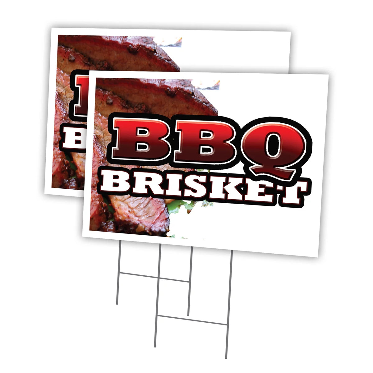 BBQ BRISKET 2 Pack Of 12" x 16" Yard Sign & Stake Z817