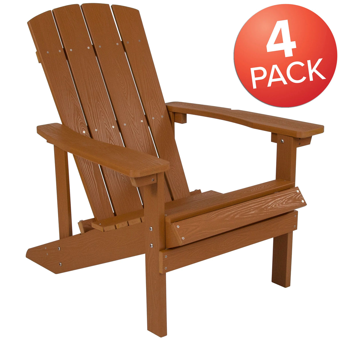 Set of 4 Outdoor Teak Poly Resin Adirondack Chairs B3680