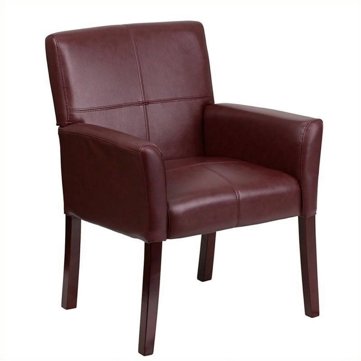 Leather Executive Guest Chair Burgundy Mahogany R8651