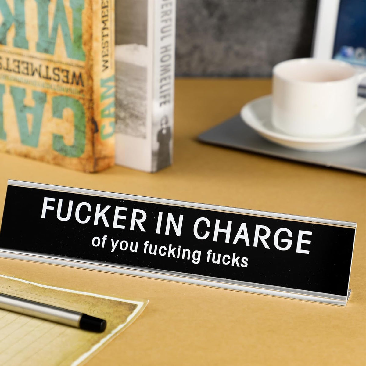 Black Desk Plaque 10 x 2 Inch X3477