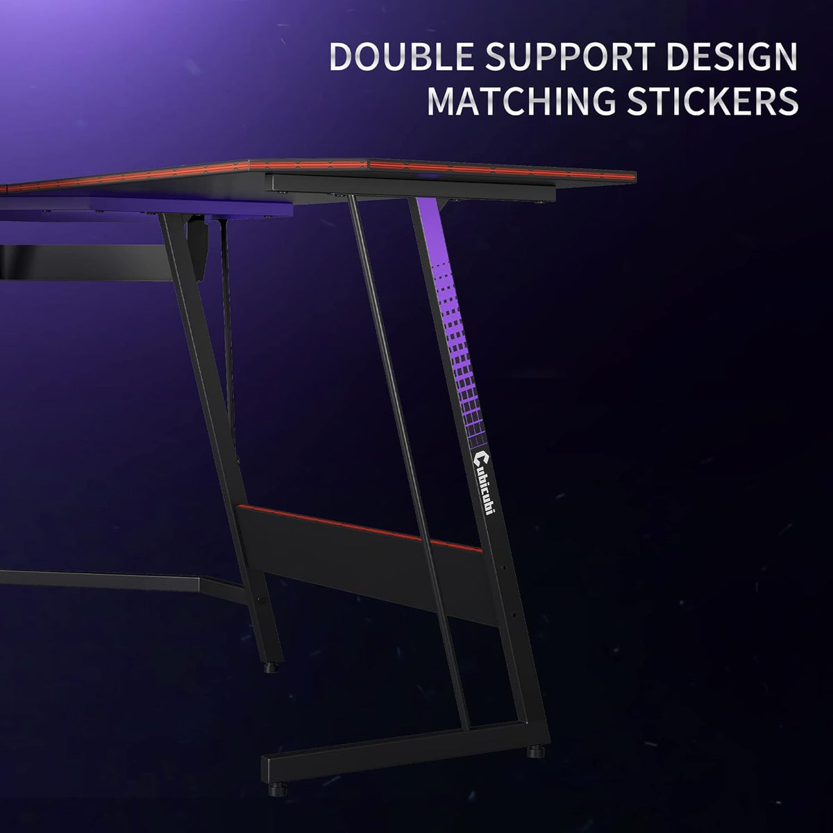 L Shaped Gaming Desk 53 inch Carbon Fiber Surface with Cable Tray E272133
