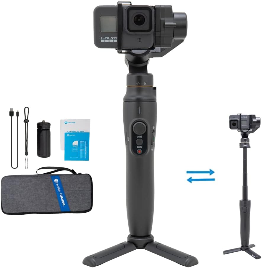 3-Axis Gimbal Stabilizer Telescoping Handheld for Action Camera with Mini Tripod J88622