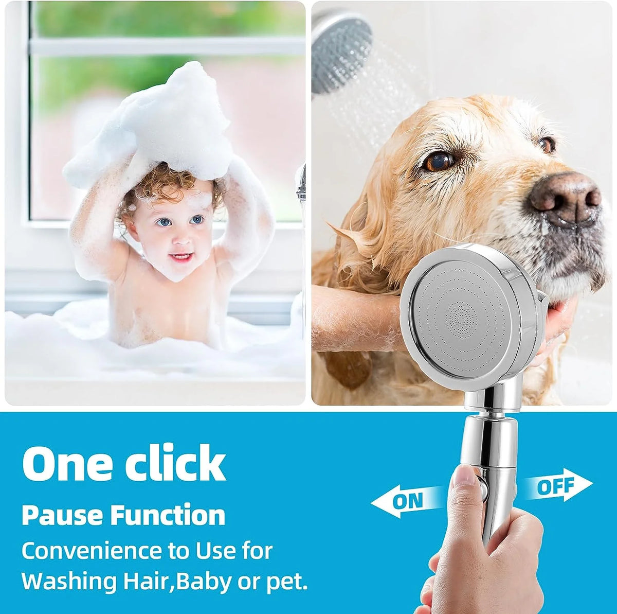 High Pressure 3-Settings Handheld Showerhead (Chrome) Q67393