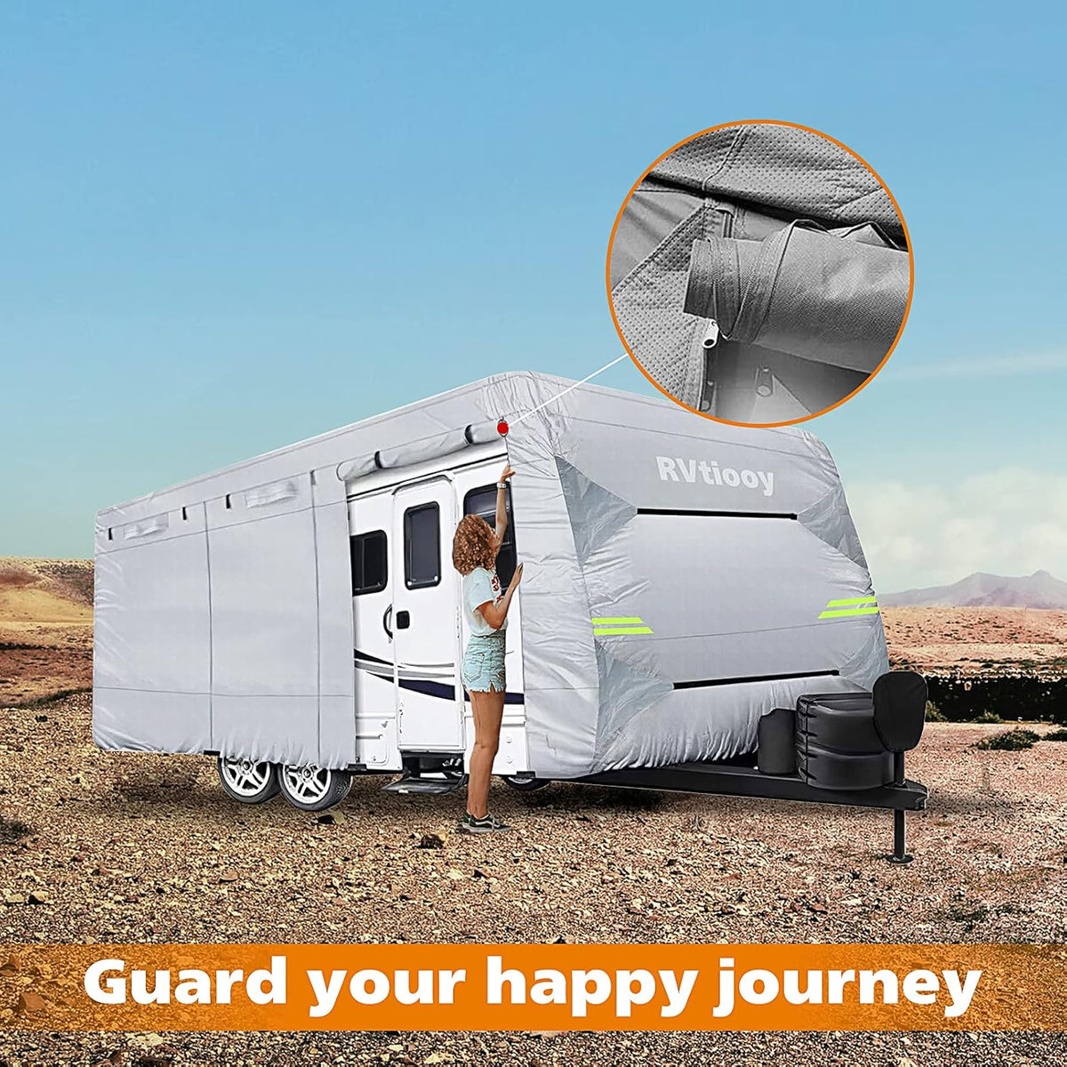 34'1 - 37' Breathable Waterproof RV Cover with Tire Covers Y39104