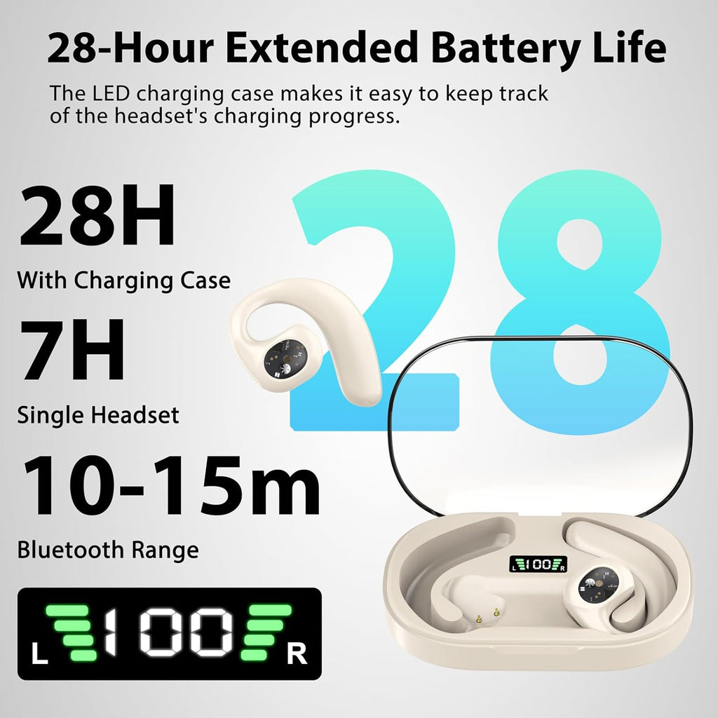 Wireless Open Ear Earbuds with LED Digital Display C552192