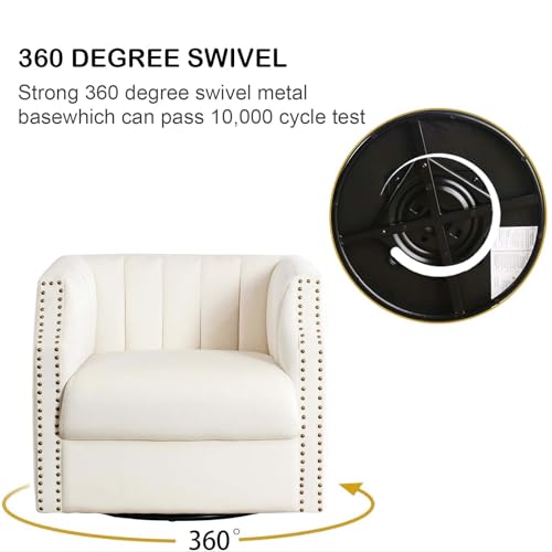 Swivel Barrel Chair Set of 2 Upholstered with Brass Rivets O8139