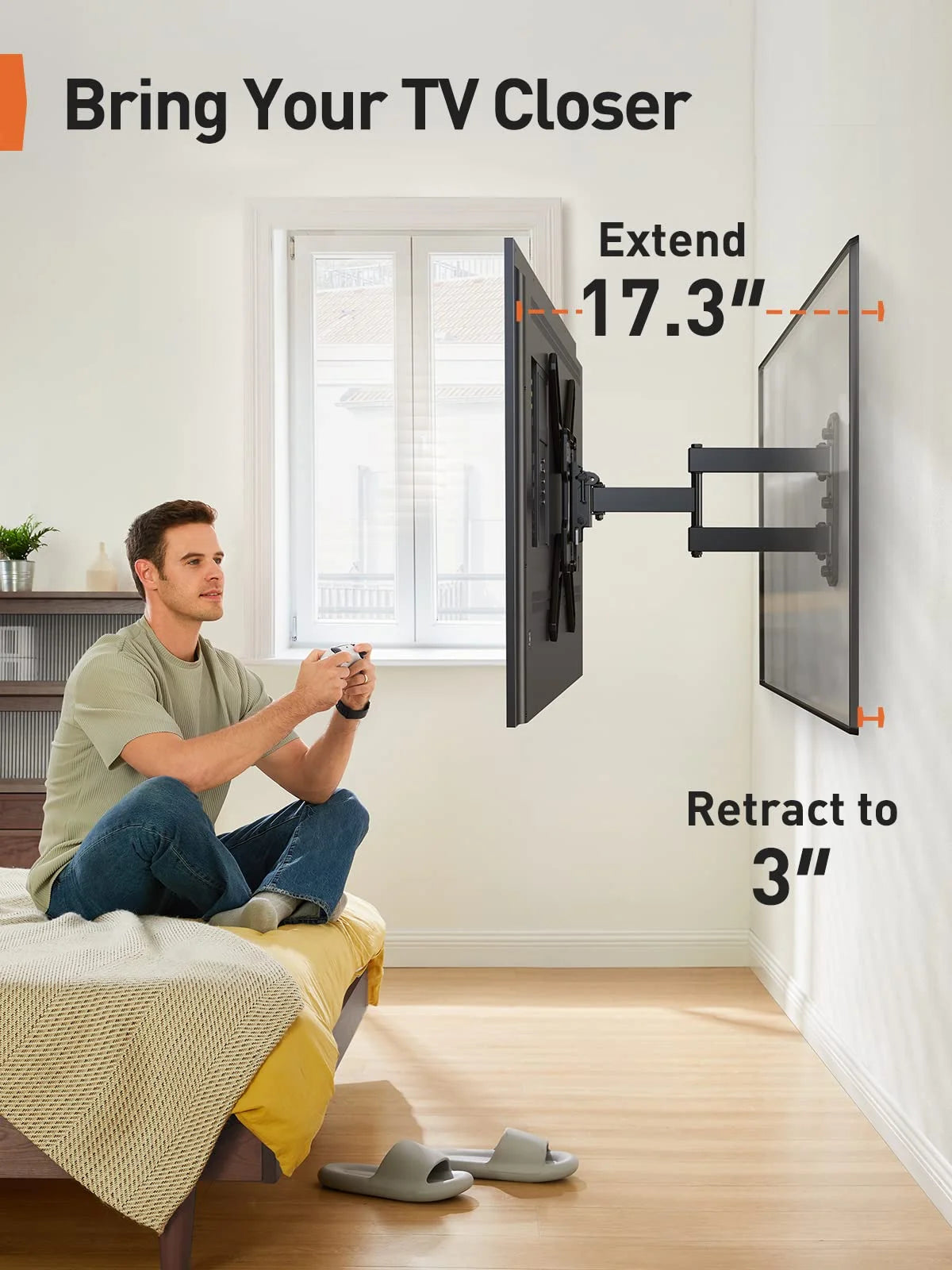 Full Motion TV Wall Mount for 26-60 inch LED LCD Flat Curved Screen TVs, Max 400x400mm, up to 82 lbs L73194