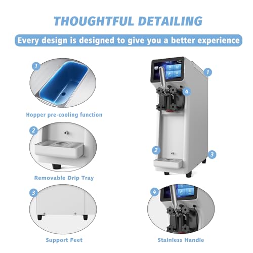 1000W Single Flavor Soft Serve Ice Cream Machine 2.7 to 4 Gal/H 110V Y24970