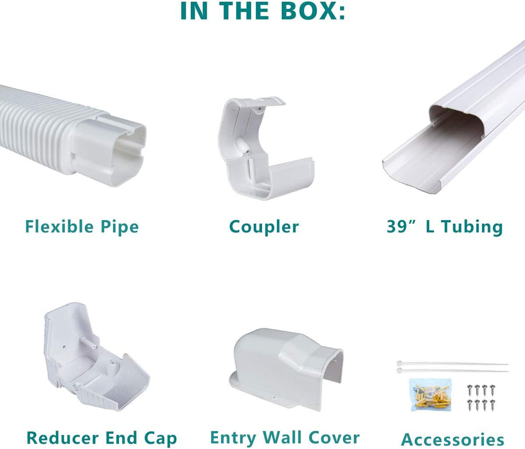 PVC Decorative Air Conditioner Line Set Cover Kit, 3in W, 9ft L, Pack of 2 A420392