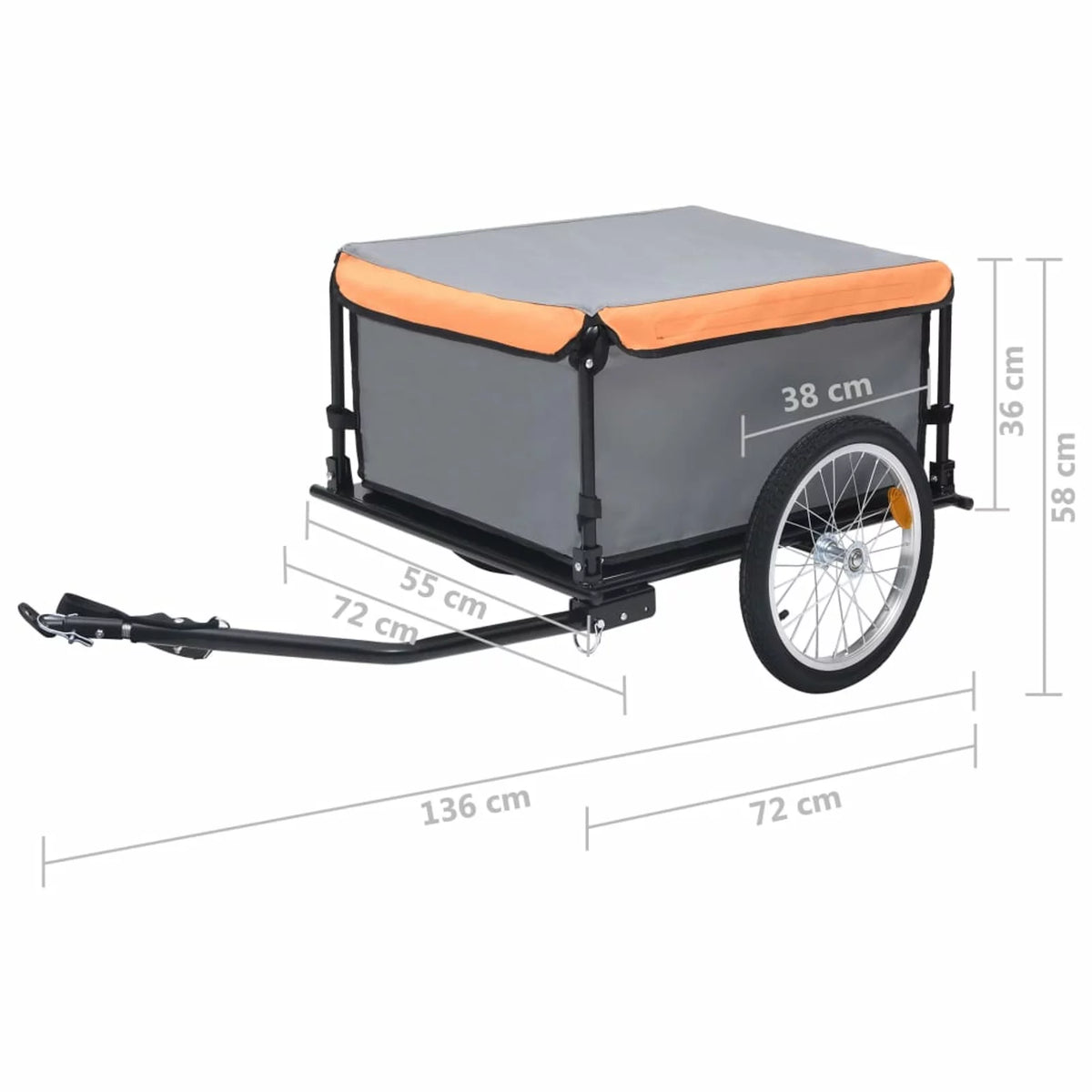 Bike Cargo Trailer Gray and Orange 143.3 lb T586