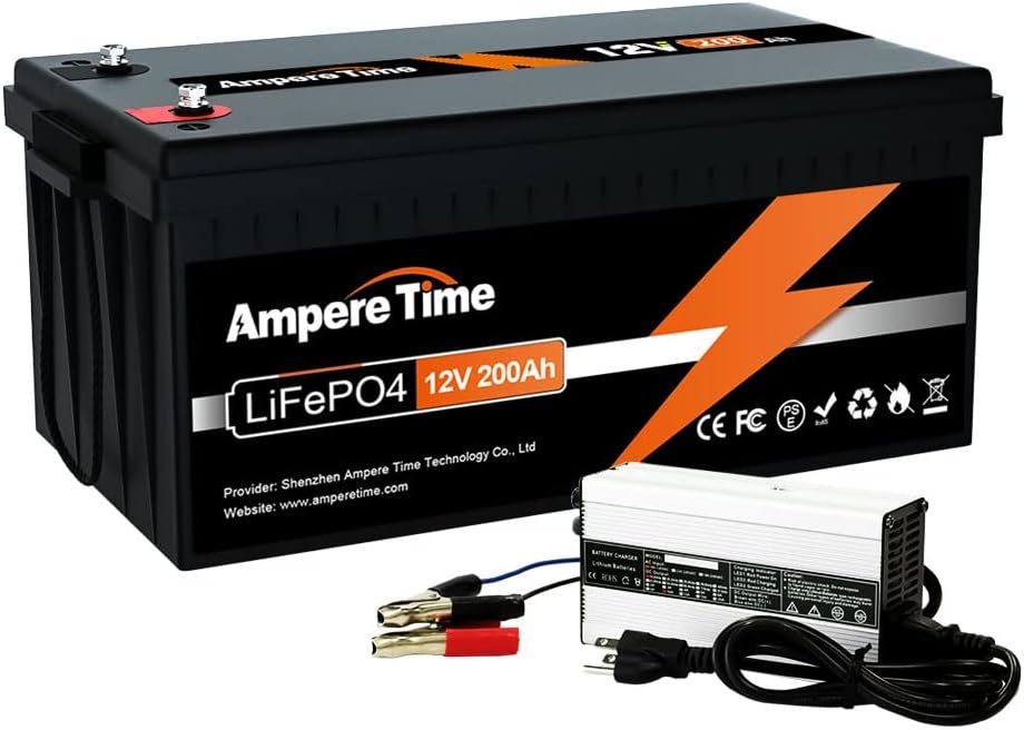 12V 50Ah LiFePO4 Battery with 14.6V 10A Lithium Battery Charger, 50A BMS Y201