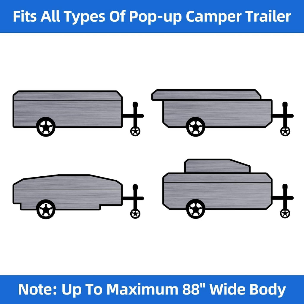 3 Layers Polypropylene Pop Up Camper Cover Fits 8' - 10' Trailers, Grey K630