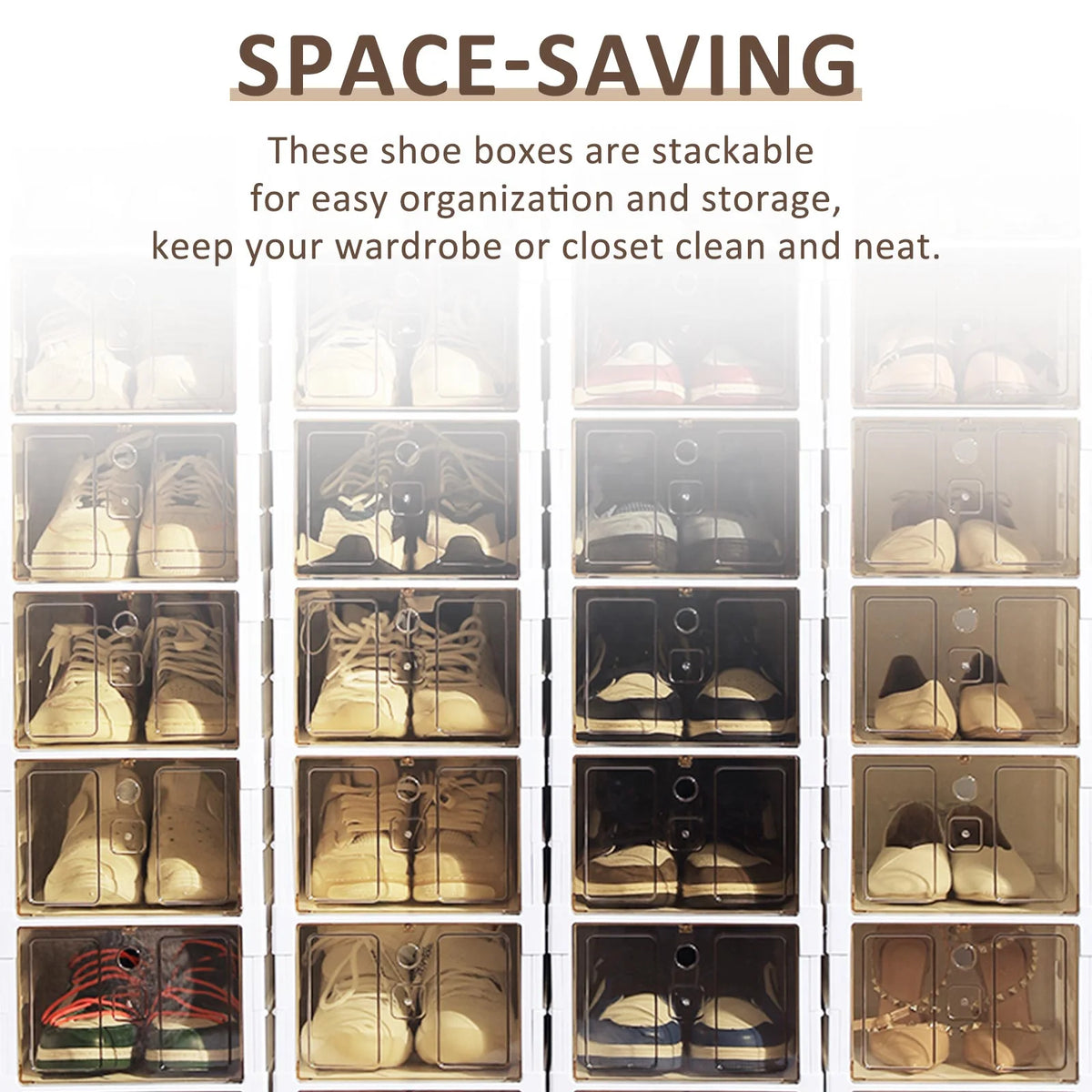Shoes Box Organizer Containers with Lids T492507