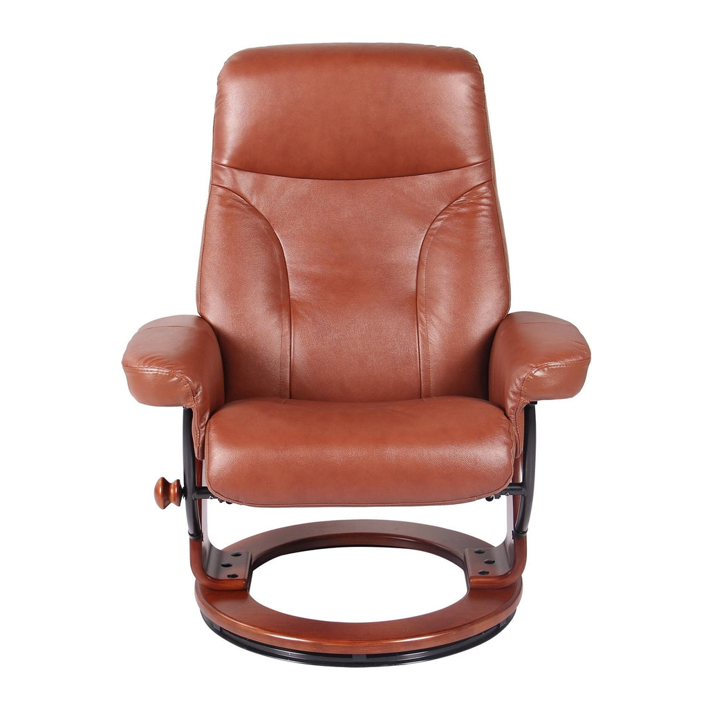 Taupe Leather Recliner and Ottoman X6581