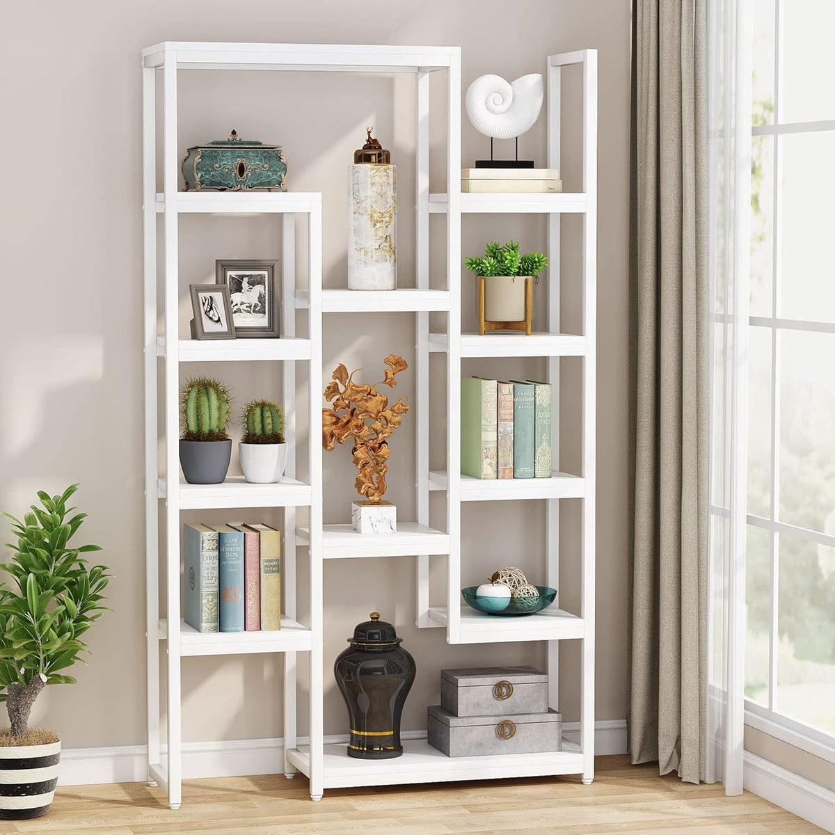 6-Tier 70.9 inch Tall Bookcase, 12-Shelf Display Shelves, White H38862