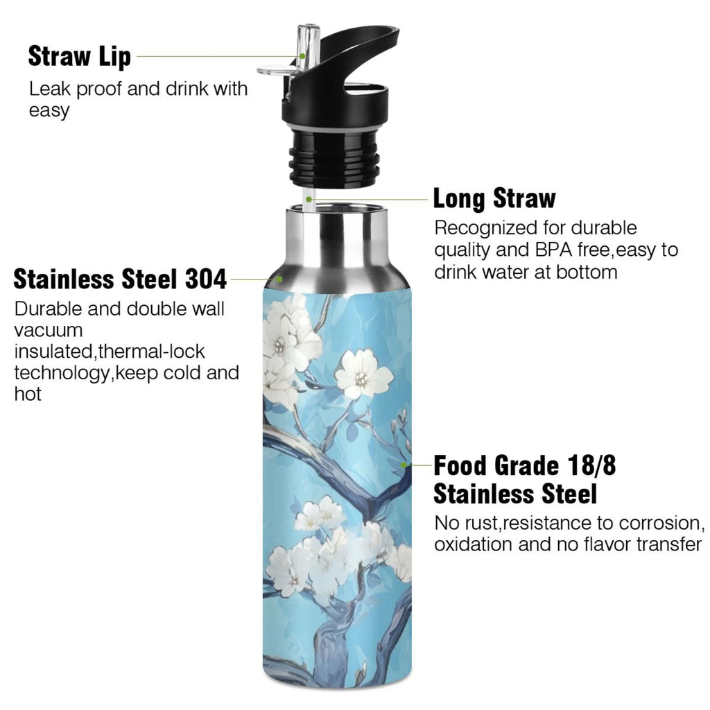 Insulated Stainless Steel Water Bottle with Straw Lid 20 oz U806
