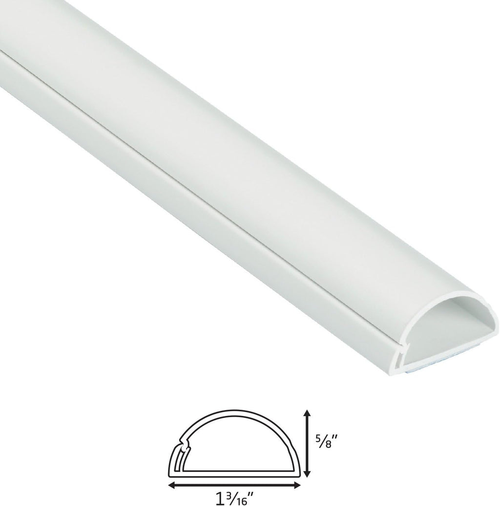 White Cord Cover Kit, Half Round Cable Raceway, Self-Adhesive Cord Hider, 40' Pack of 2 Z99814