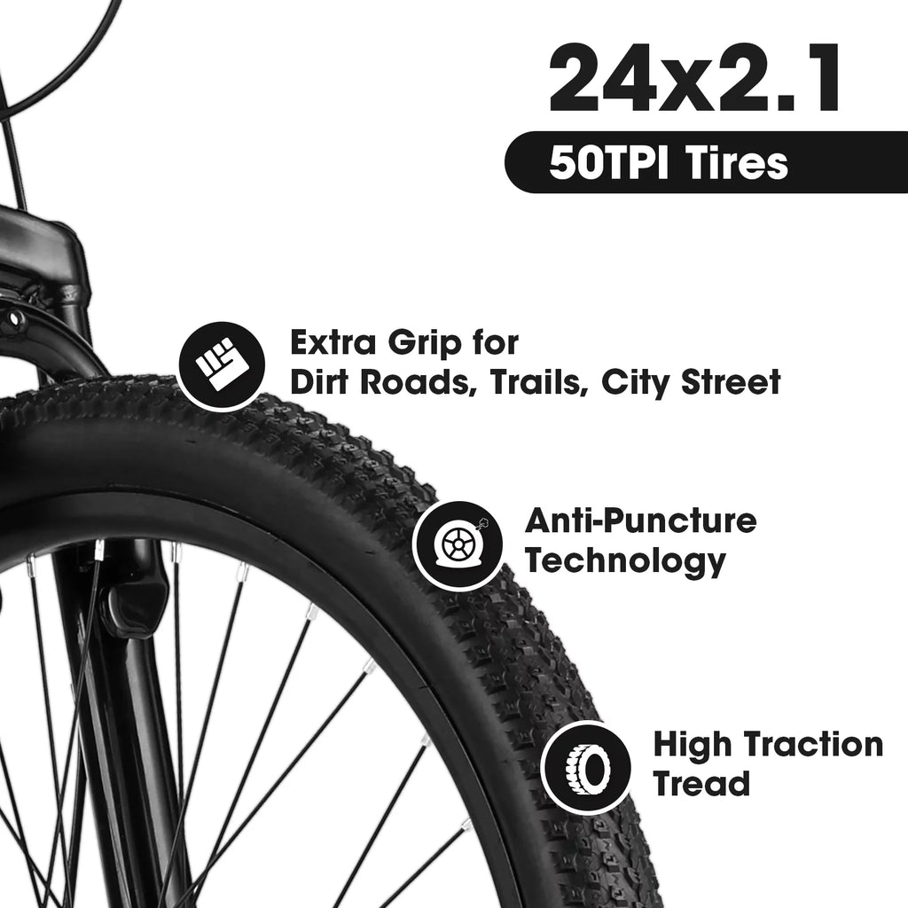 24 inch Kids Mountain Bike with Disc Brakes & 21 Speed E494