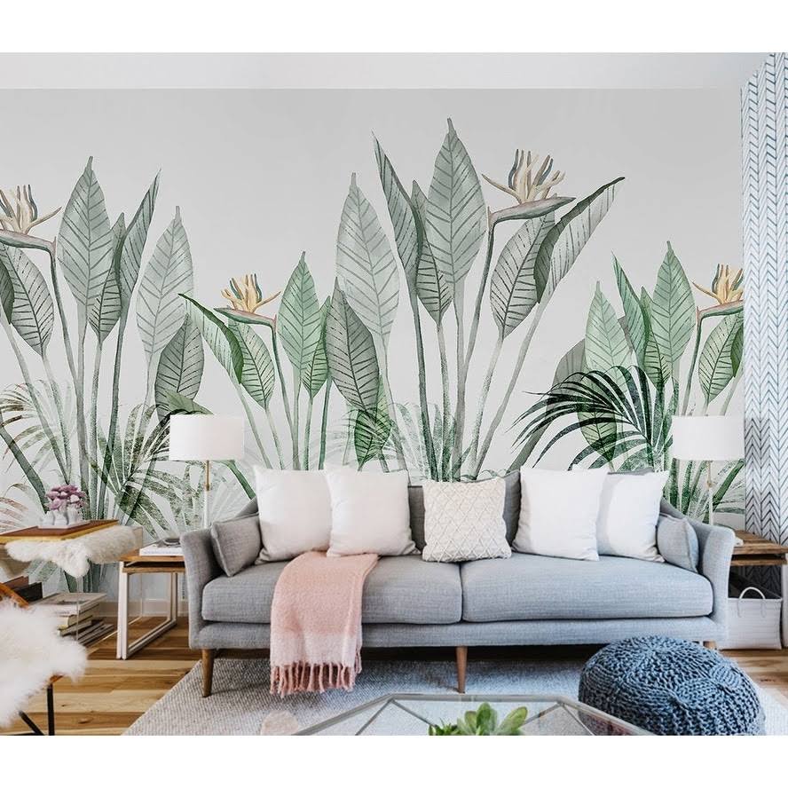 Vintage Palm Leaf Textile Wallpaper A306