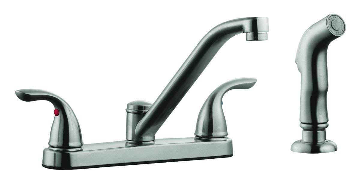 Satin Nickel Kitchen Faucet with Sprayer Q7559