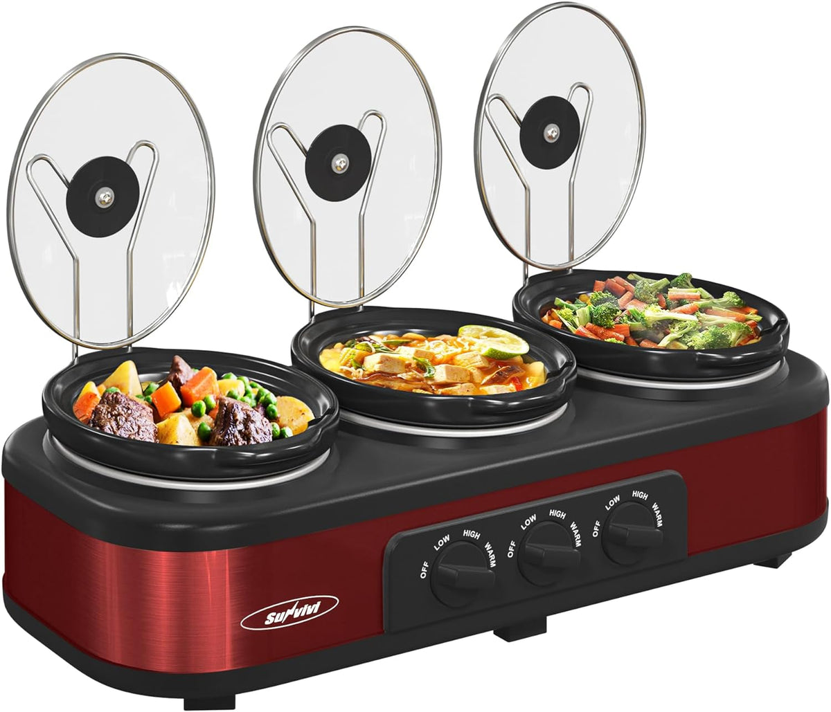 Triple Slow Cookers, 3x1.5 Qt, Stainless Copper Q183