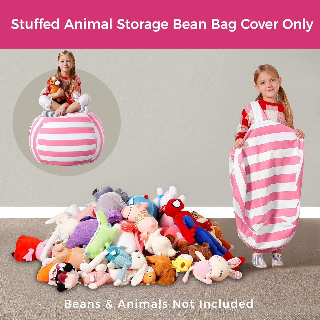 Medium Canvas Stripes Pink/White Beanbag Cover H1350