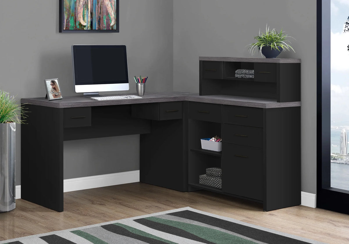 Black And Grey L Shape Computer Desk A770834